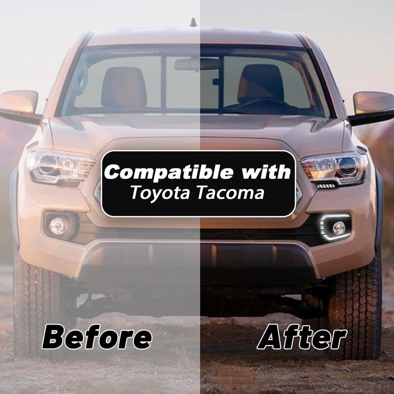 GEEGEETOP Switchback White/Amber LED Front fog light Daytime Running Lamp Amber Sequential Turn Signal light Feature Compatible with Toyota Tacoma 2016-2023 Replacement Bumper Kit - Image 4